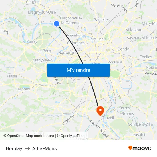 Herblay to Athis-Mons map