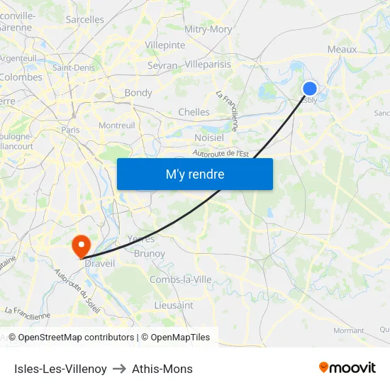 Isles-Les-Villenoy to Athis-Mons map