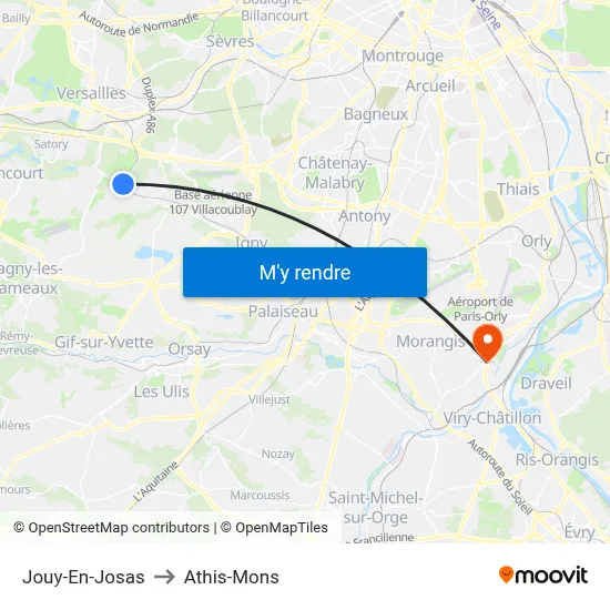 Jouy-En-Josas to Athis-Mons map