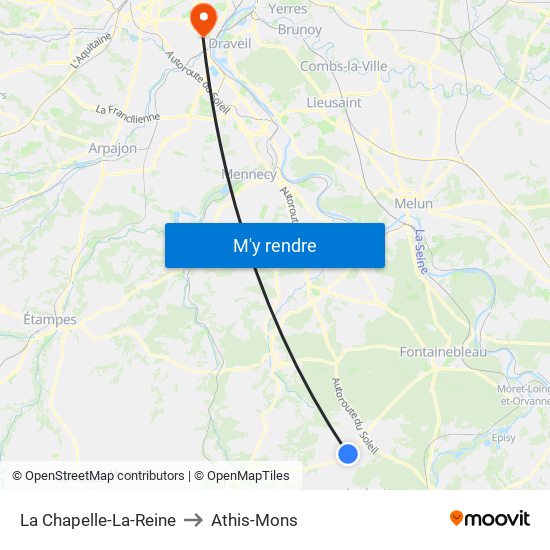 La Chapelle-La-Reine to Athis-Mons map