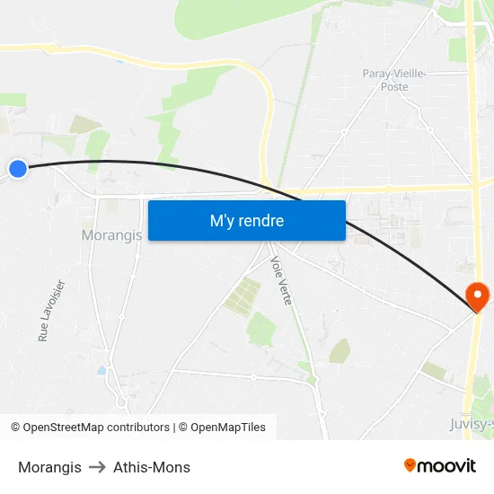 Morangis to Athis-Mons map