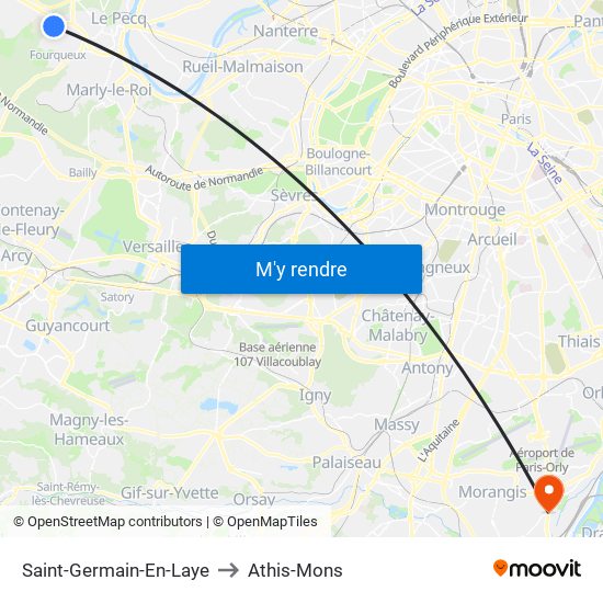 Saint-Germain-En-Laye to Athis-Mons map