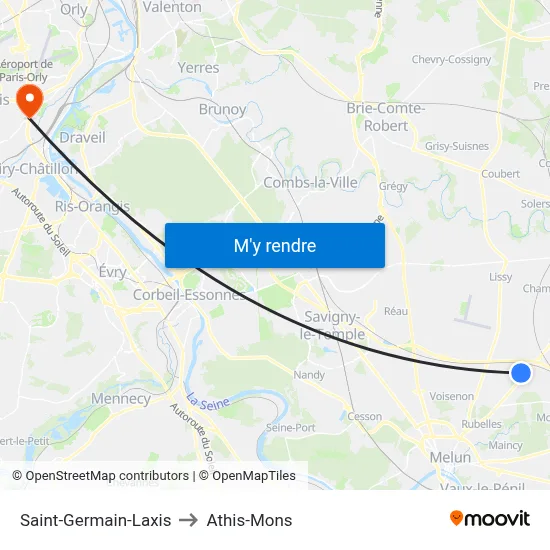 Saint-Germain-Laxis to Athis-Mons map