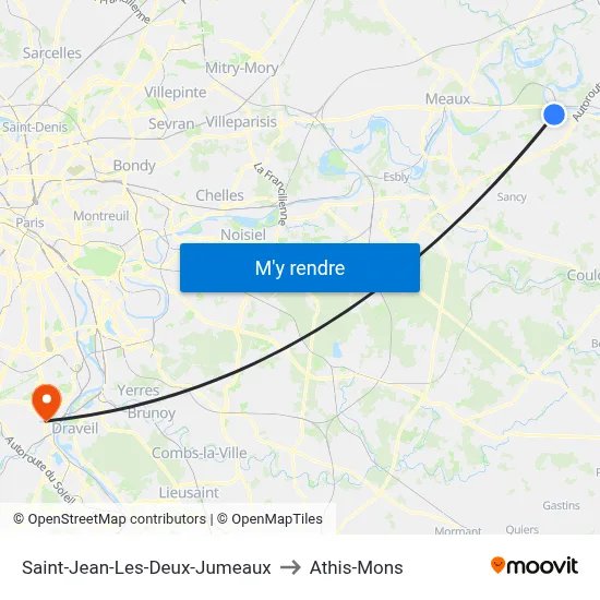 Saint-Jean-Les-Deux-Jumeaux to Athis-Mons map