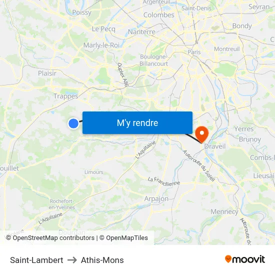 Saint-Lambert to Athis-Mons map