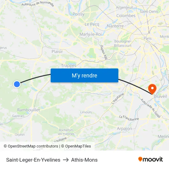 Saint-Leger-En-Yvelines to Athis-Mons map