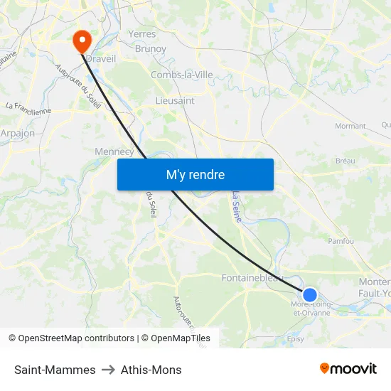 Saint-Mammes to Athis-Mons map