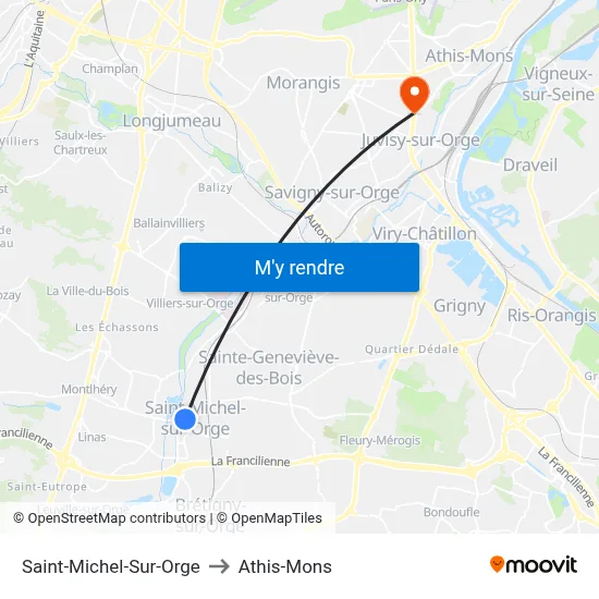 Saint-Michel-Sur-Orge to Athis-Mons map