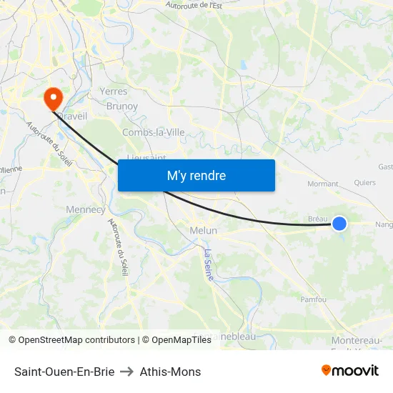 Saint-Ouen-En-Brie to Athis-Mons map