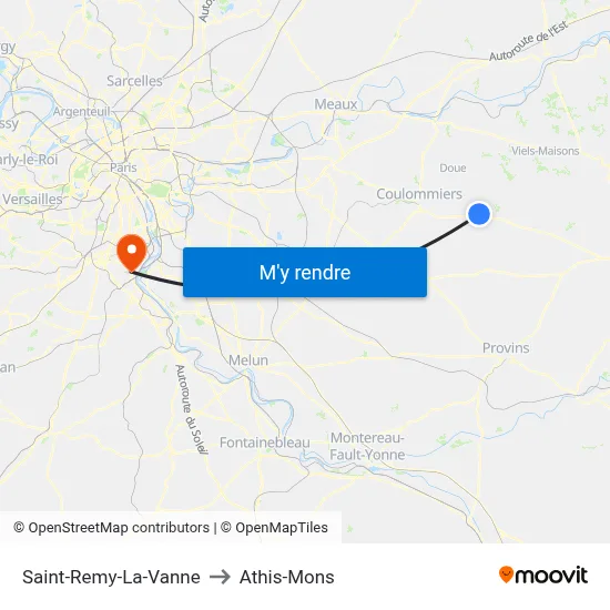 Saint-Remy-La-Vanne to Athis-Mons map