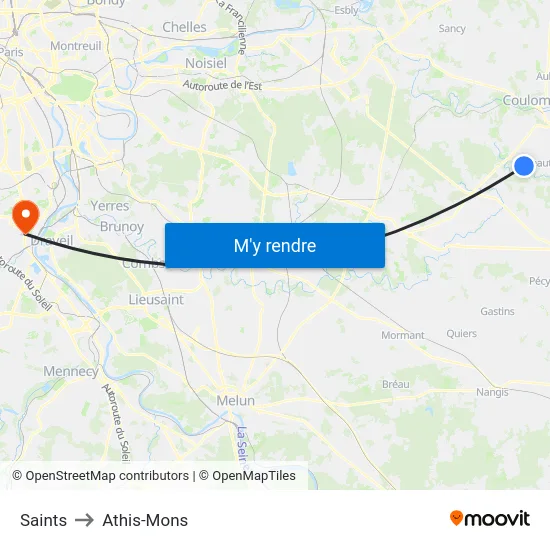 Saints to Athis-Mons map