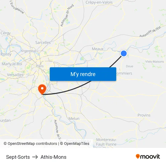 Sept-Sorts to Athis-Mons map