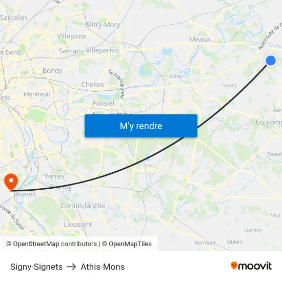 Signy-Signets to Athis-Mons map