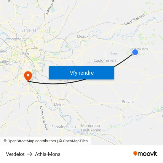 Verdelot to Athis-Mons map