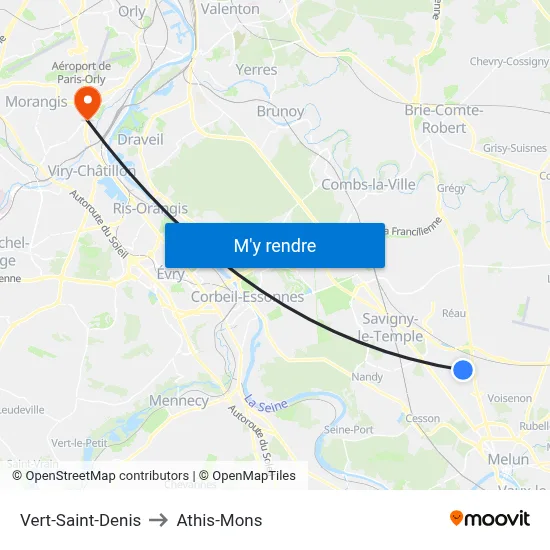 Vert-Saint-Denis to Athis-Mons map