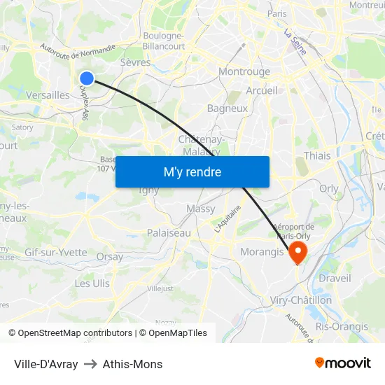Ville-D'Avray to Athis-Mons map