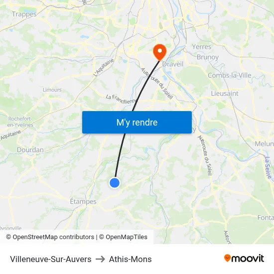 Villeneuve-Sur-Auvers to Athis-Mons map