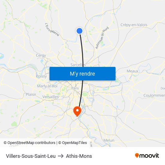 Villers-Sous-Saint-Leu to Athis-Mons map