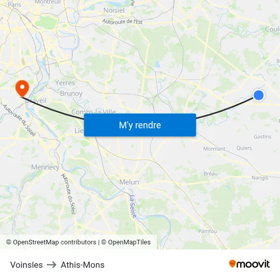 Voinsles to Athis-Mons map