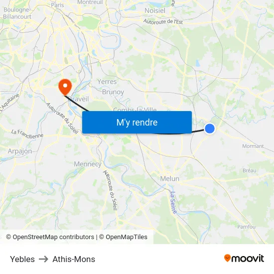 Yebles to Athis-Mons map