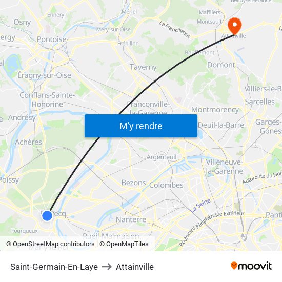 Saint-Germain-En-Laye to Attainville map