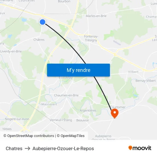 Chatres to Aubepierre-Ozouer-Le-Repos map