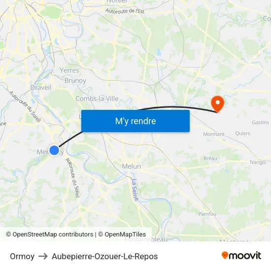 Ormoy to Aubepierre-Ozouer-Le-Repos map