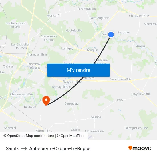 Saints to Aubepierre-Ozouer-Le-Repos map
