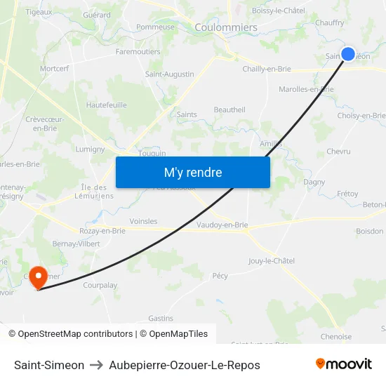 Saint-Simeon to Aubepierre-Ozouer-Le-Repos map