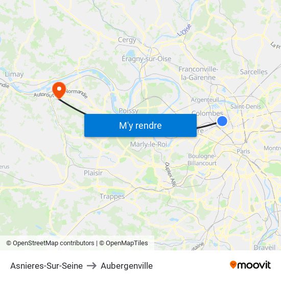 Asnieres-Sur-Seine to Aubergenville map