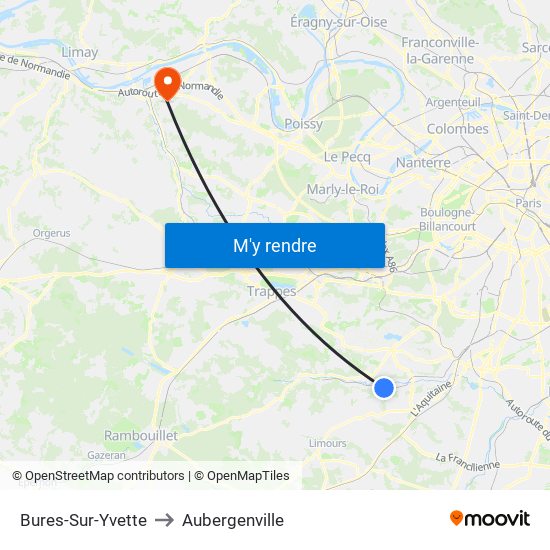 Bures-Sur-Yvette to Aubergenville map