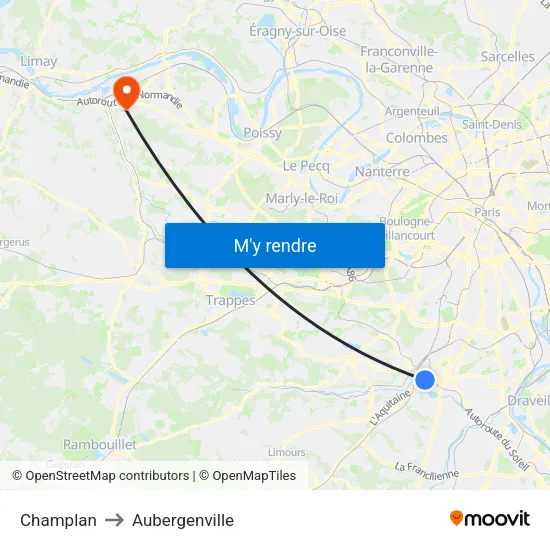 Champlan to Aubergenville map