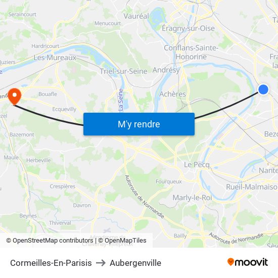 Cormeilles-En-Parisis to Aubergenville map