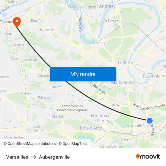 Versailles to Aubergenville map