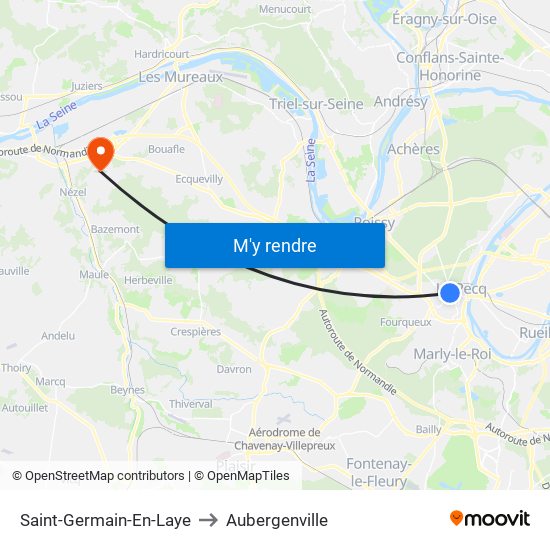 Saint-Germain-En-Laye to Aubergenville map