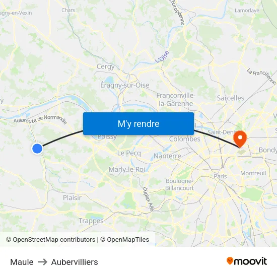 Maule to Aubervilliers map