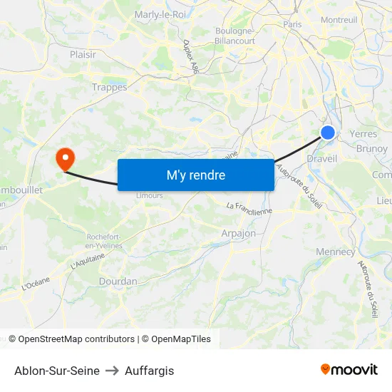 Ablon-Sur-Seine to Auffargis map
