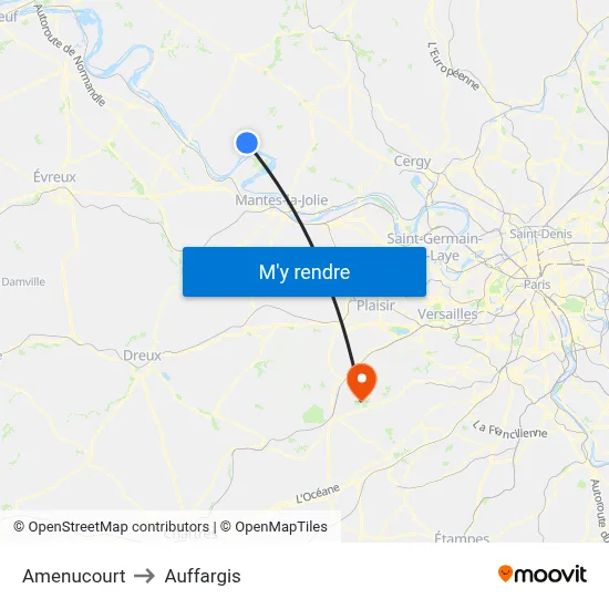 Amenucourt to Auffargis map