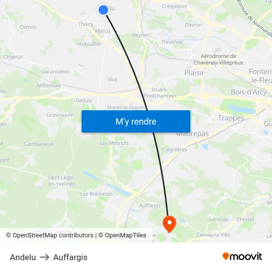 Andelu to Auffargis map