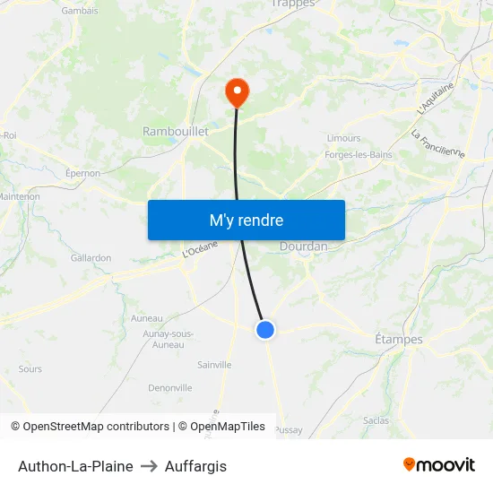 Authon-La-Plaine to Auffargis map