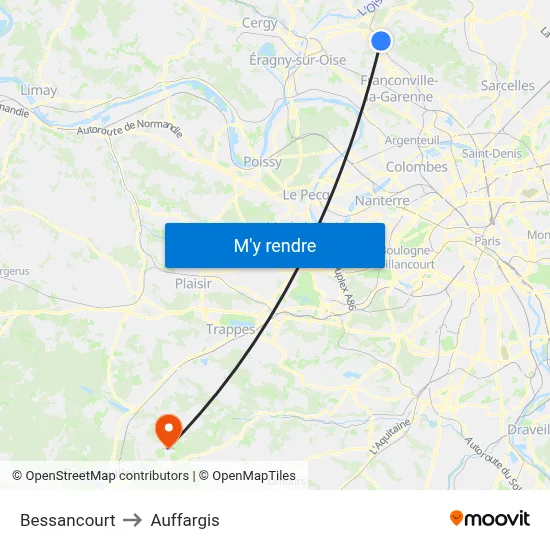 Bessancourt to Auffargis map