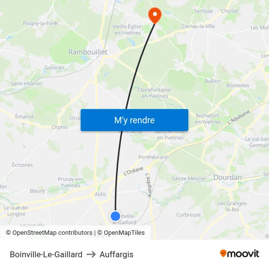 Boinville-Le-Gaillard to Auffargis map