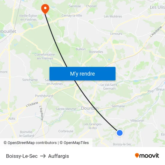 Boissy-Le-Sec to Auffargis map