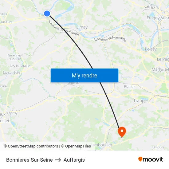 Bonnieres-Sur-Seine to Auffargis map