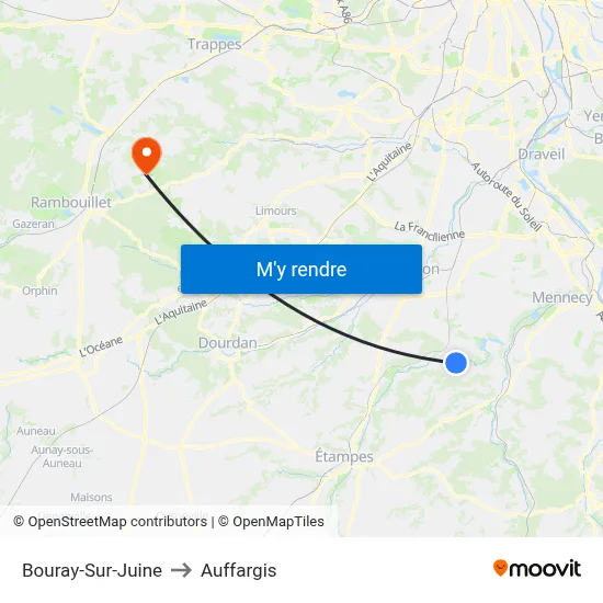 Bouray-Sur-Juine to Auffargis map