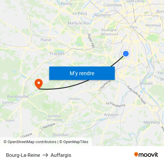 Bourg-La-Reine to Auffargis map