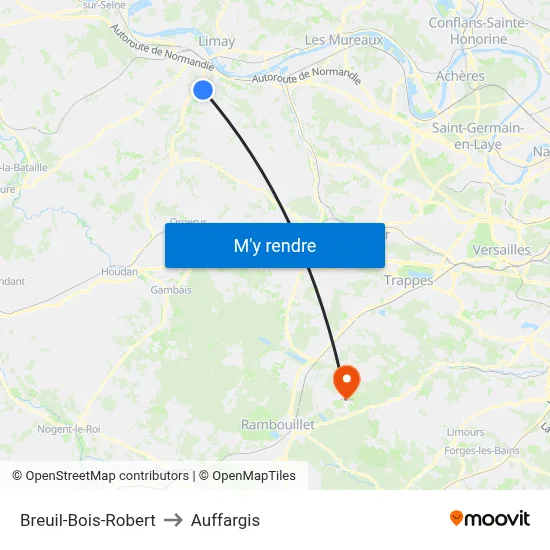 Breuil-Bois-Robert to Auffargis map