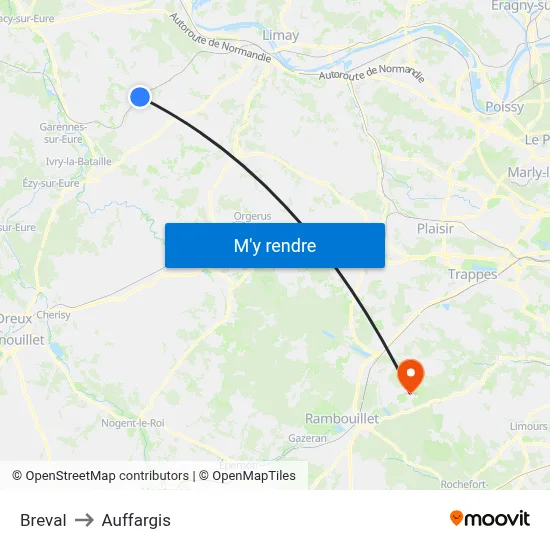 Breval to Auffargis map