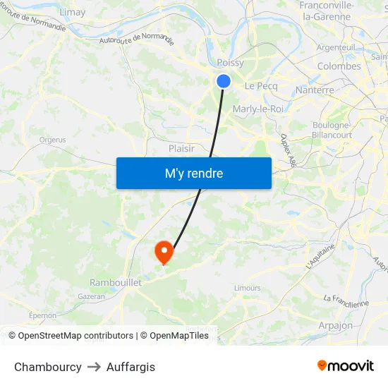 Chambourcy to Auffargis map