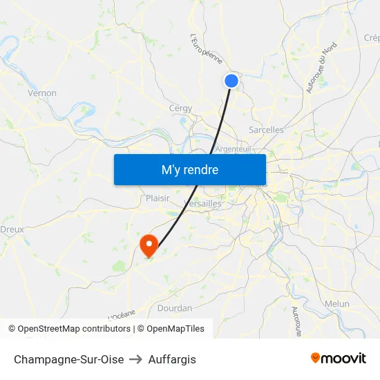Champagne-Sur-Oise to Auffargis map